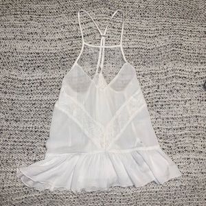 High-Neck Flowy Lace Tank Top